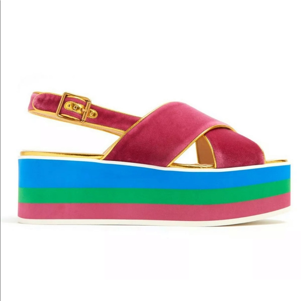 Gucci | Velvet Crossover platform sandal - Picture 1 of 8